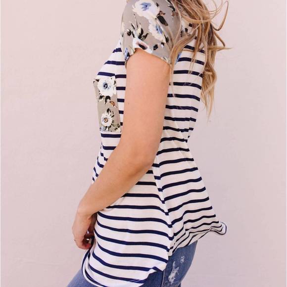 NEW E. LUNA flower power raglan top in sage - Picture 3 of 3